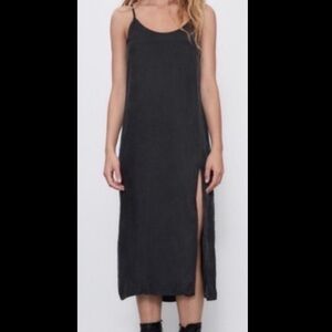 ZARA Women’s Sleeveless Tie Strap MIDI Slip On Relaxed Fit Dress-Size M-Black